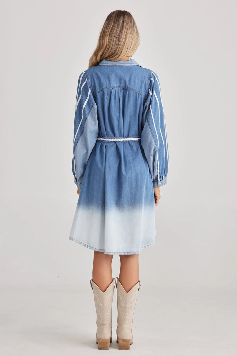 ombre denim dress Tide Muse Denim Ombre Mini Dress VICI