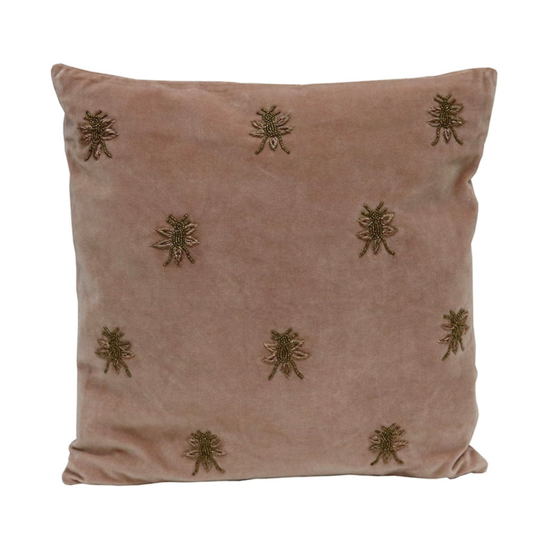 Le Forge - Bee Embroidered Cushion 45x45cm Blush