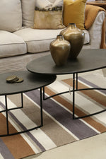 CC Interiors - Brooklyn Oval Nest of Coffee Tables (Gun Metal)