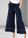 Lilliano -  Italian Cotton/Linen Lace Detail Pants