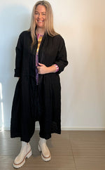 Lilliano - Italian Linen Long Jacket with Flower Applique Back