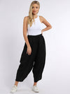 Lilliano -  Italian Loose Baggy Linen Pants (Black)