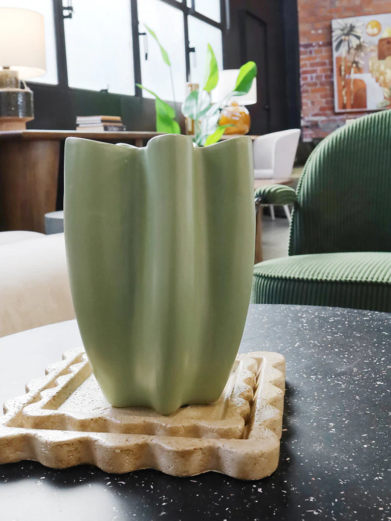 WAVES CERAMIC VASE 18X25CM (Green)
