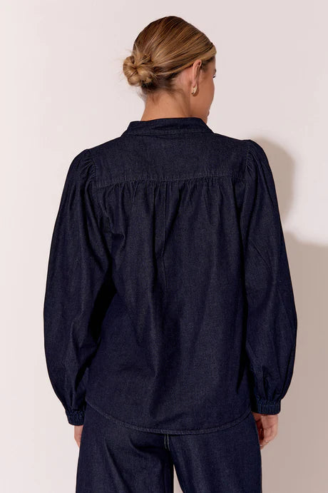 Linen Long Sleeve Shirt (Denim)