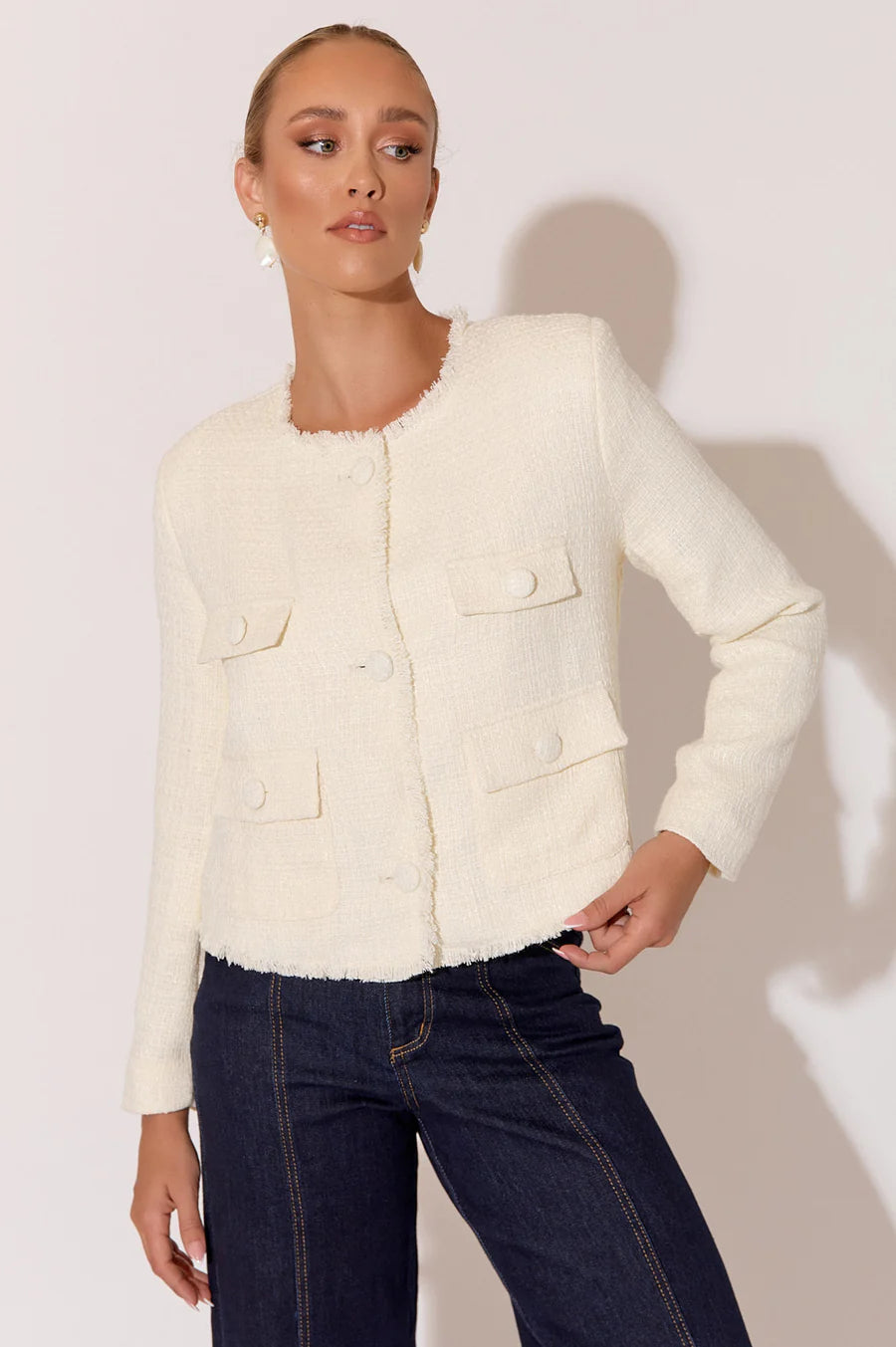 Michaela Tweed Jacket (Cream)