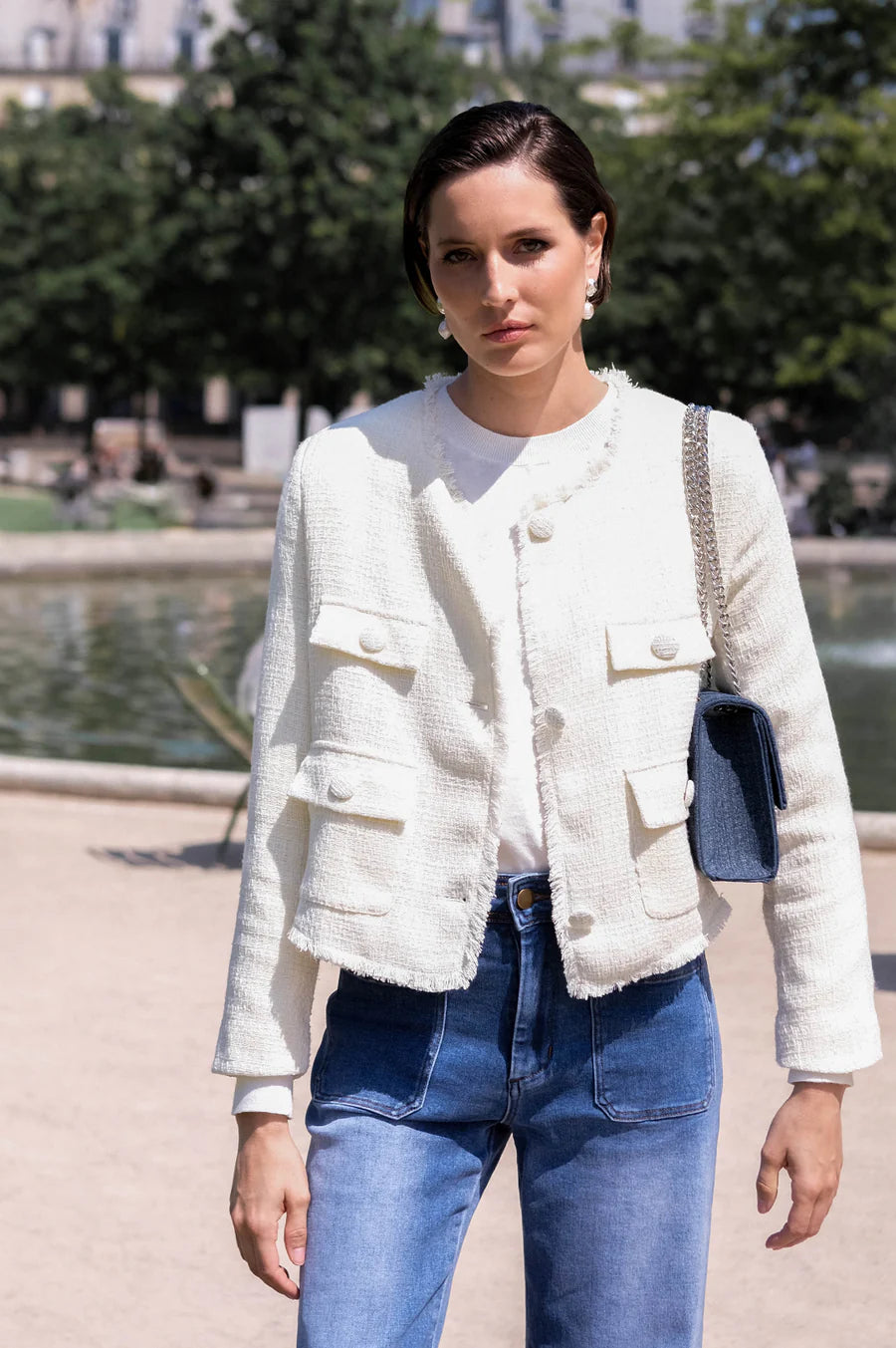 Michaela Tweed Jacket (Cream)