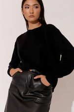 Adorne - Rowan Cotton Cashmere Long Sleeve Knit (Black)