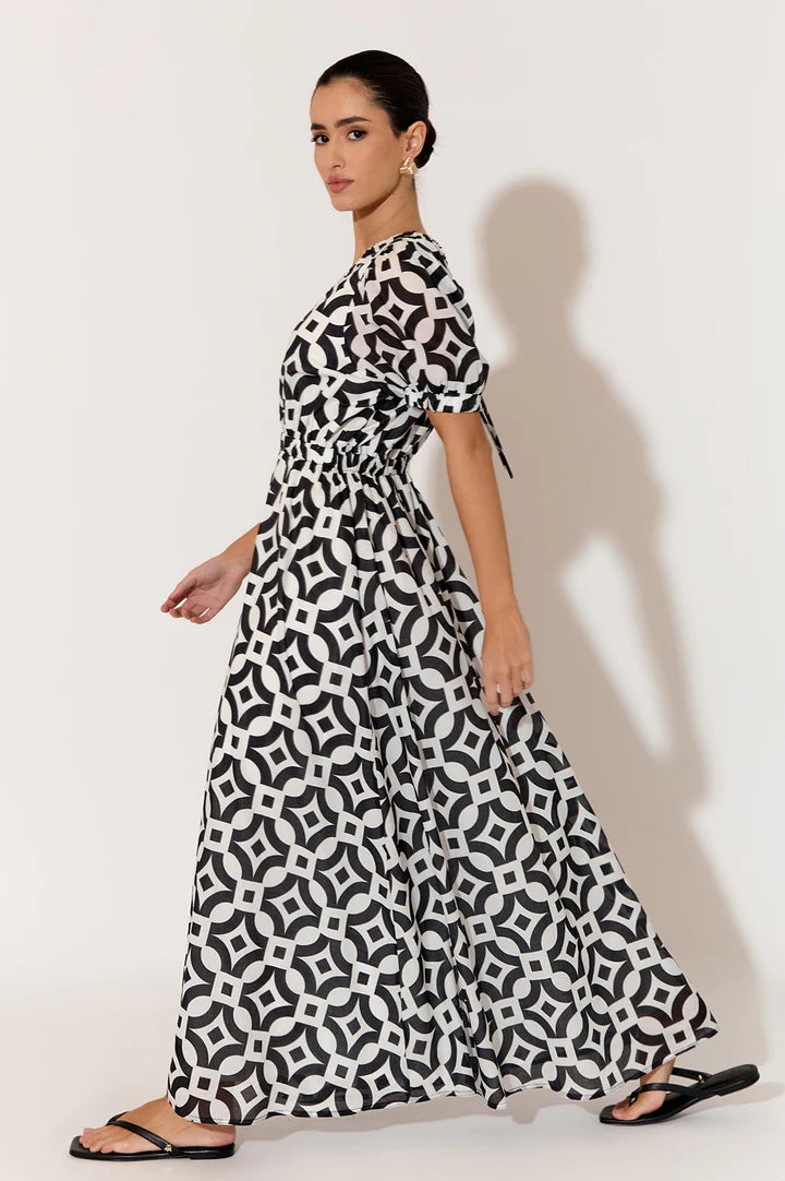 Adorne - Carla Geometric Short Sleeve Maxi Dress