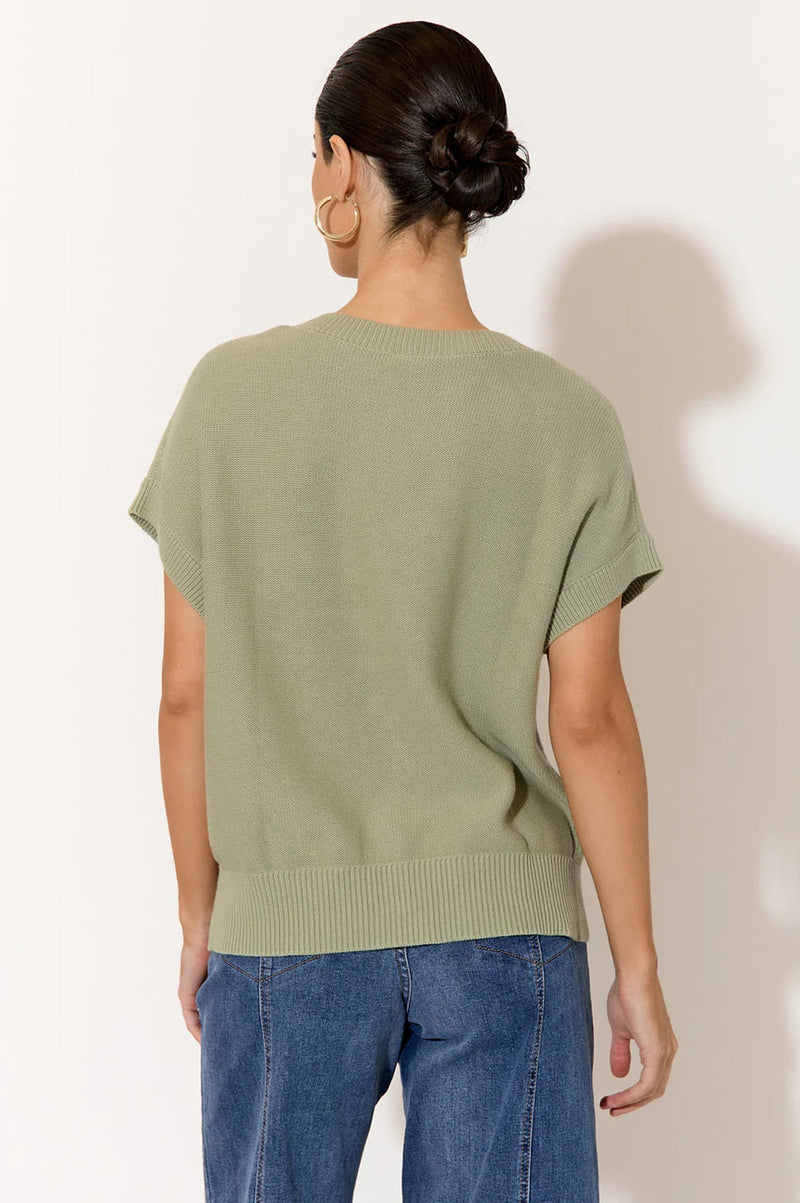 Adorne - Samara Cotton Knit Top (Sage)