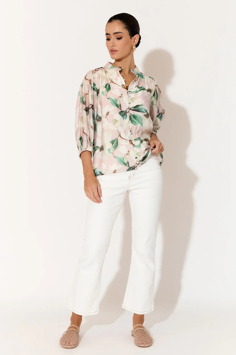 Adorne - Lilian Magnolia Print 3/4 Sleeve Shirt