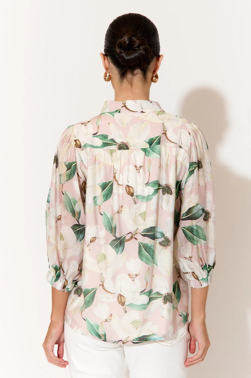 Adorne - Lilian Magnolia Print 3/4 Sleeve Shirt