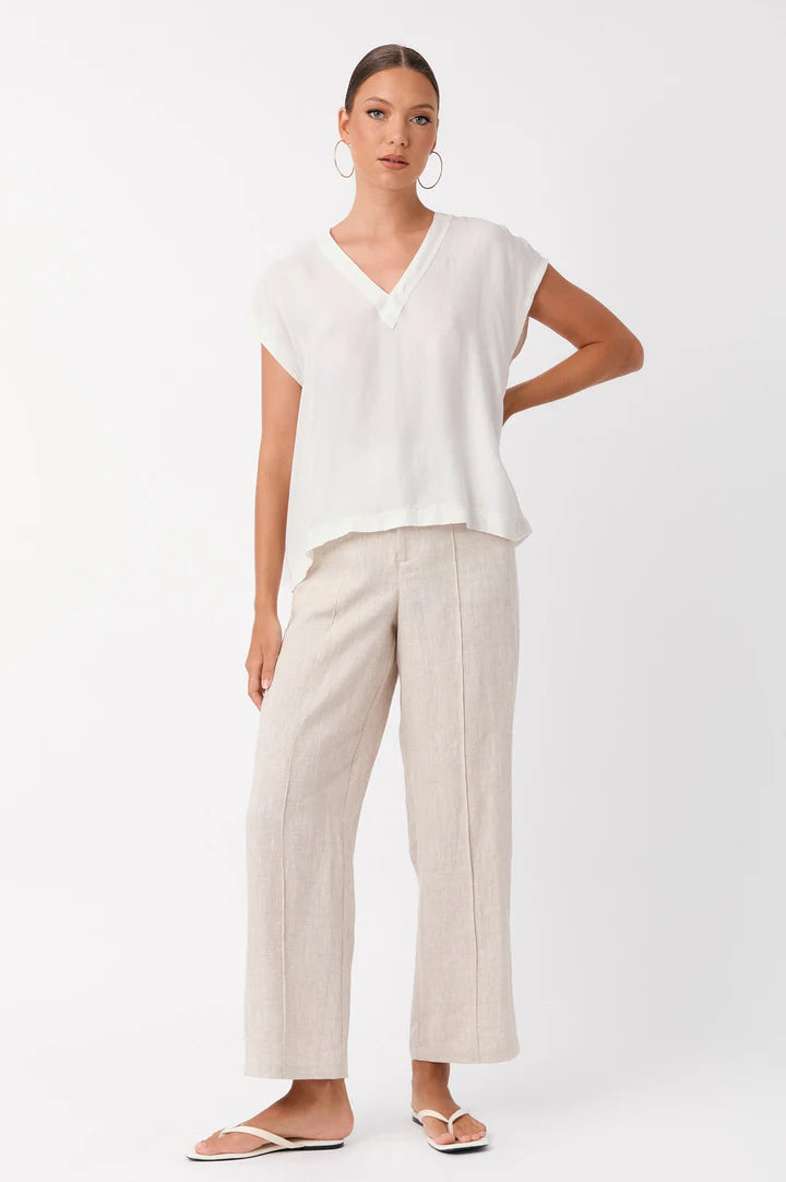 Karina Cupro V Neck Top (Pearl)