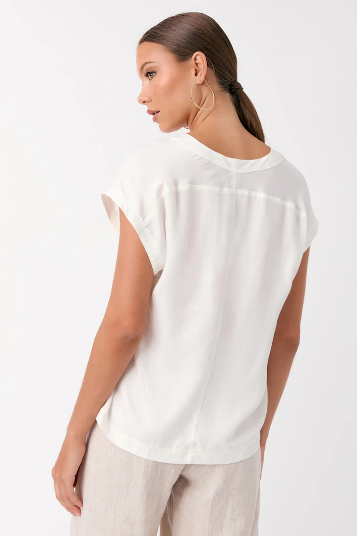 Karina Cupro V Neck Top (Pearl)