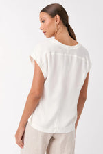 Adorne - Karina Cupro V Neck Top (Pearl)