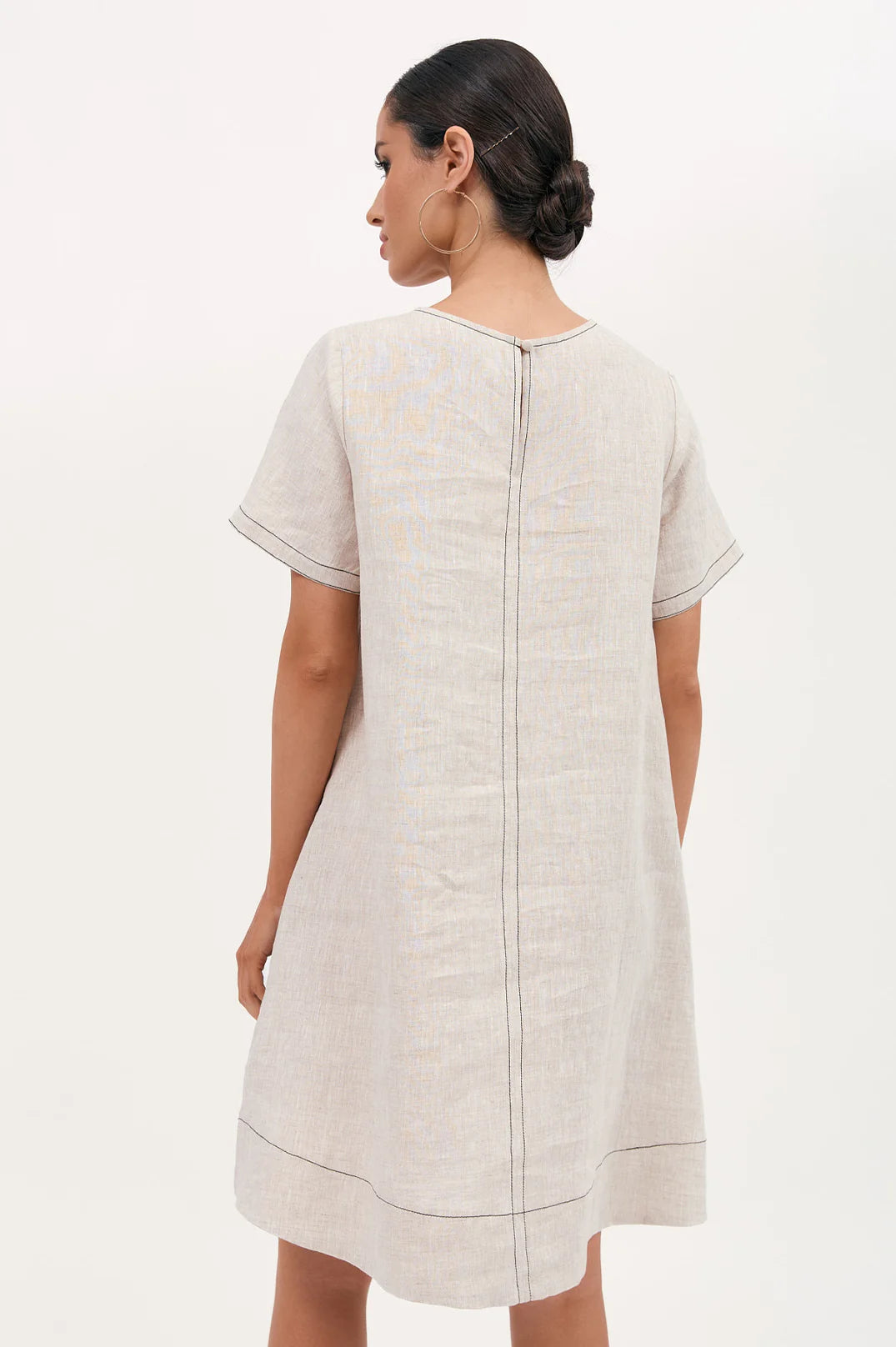 Lexi Contrast Stitch Dress (Natural)