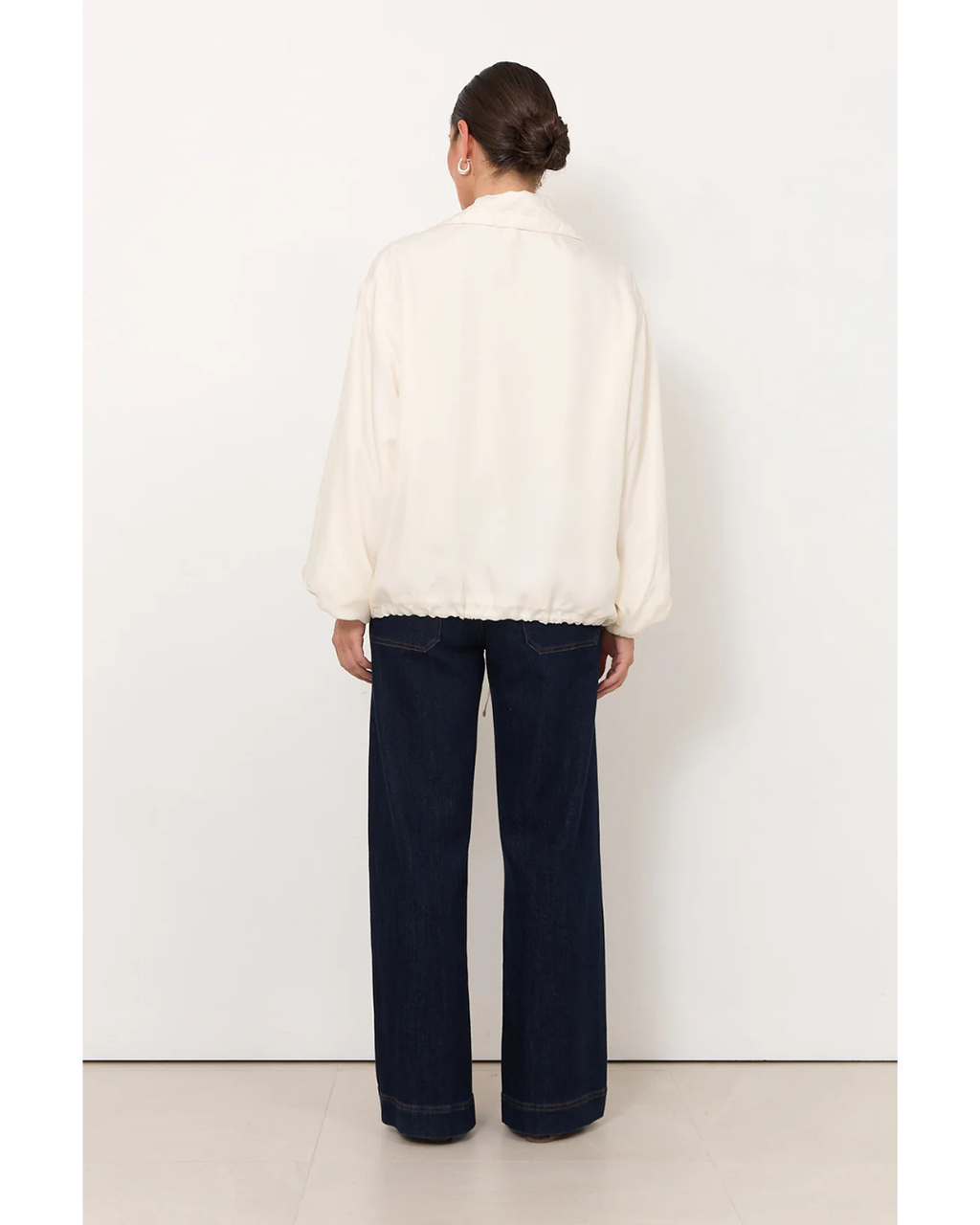 Aude Funnel Neck Cupro Jacket (Cream)