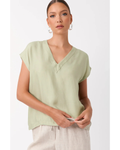 Karina Cupro V Neck Top (Sage)