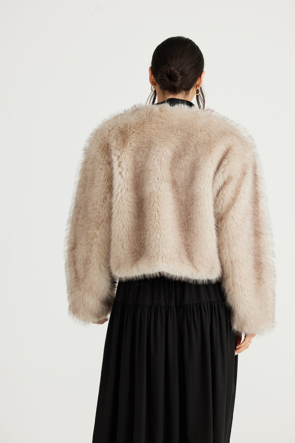 Brave + True - Gigi Cropped Fur Jacket (Ashy Fleck)