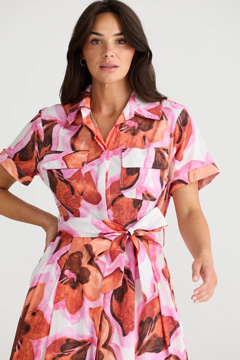 Brave + True - Rossellini Short Sleeve Dress (Azalea)