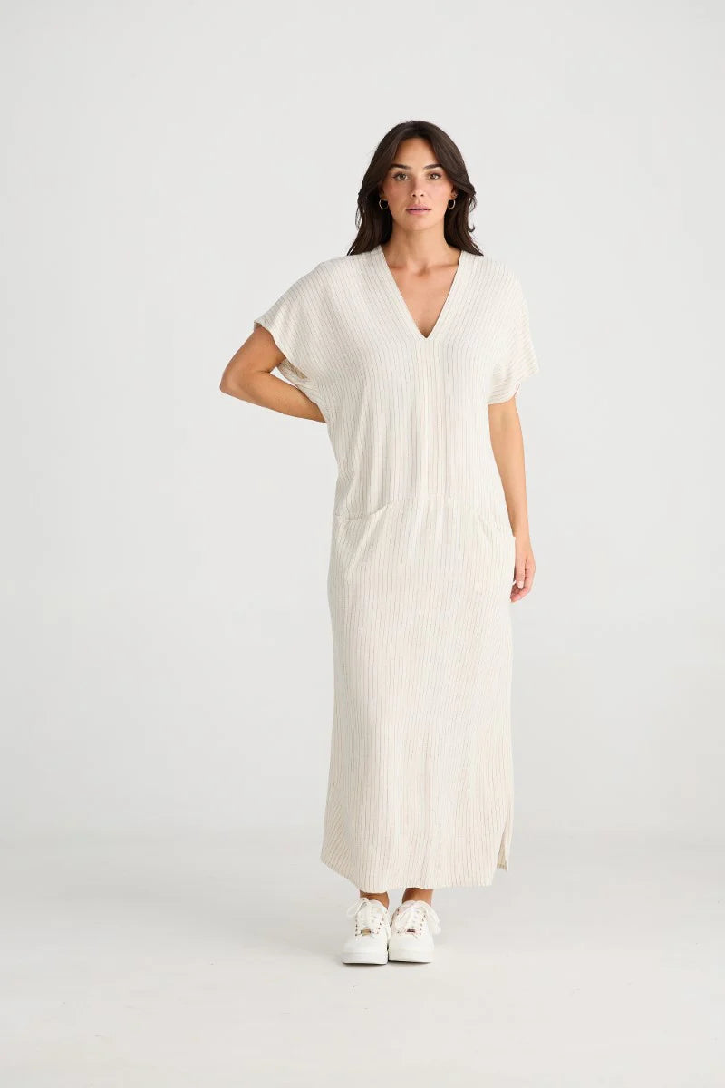 Portsea Kaftan (Natural Pinstripe)