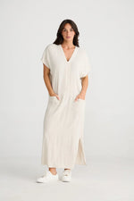 Brave + True - Portsea Kaftan (Natural Pinstripe)