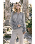 Italian Silk/Viscose Pleat Sleeve Top (Grey)