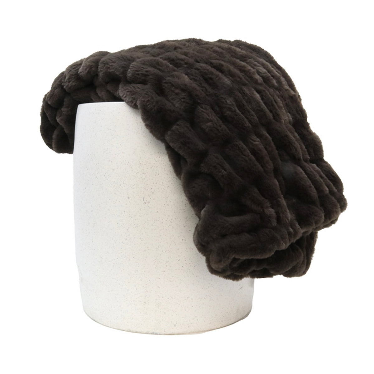 Faux Fur Ribbed Throw Chocolate