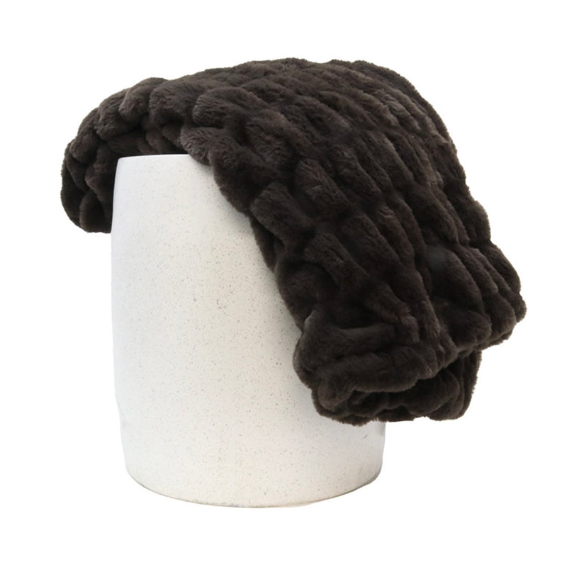 Le Forge - Faux Fur Ribbed Throw Chocolate