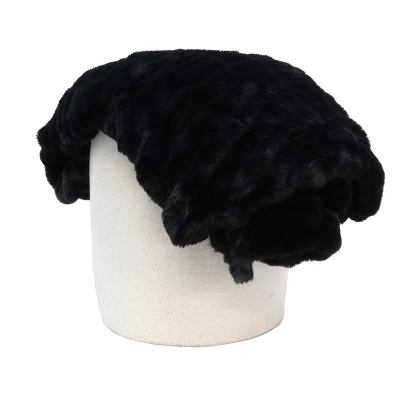 Le Forge - Faux Fur Ribbed Throw Black