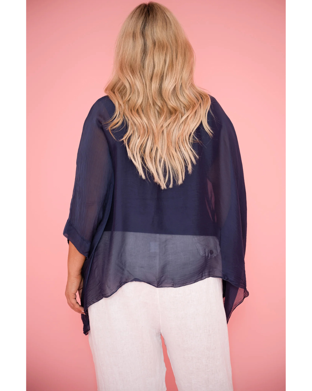Diana Plain Silk Top Navy (OS)