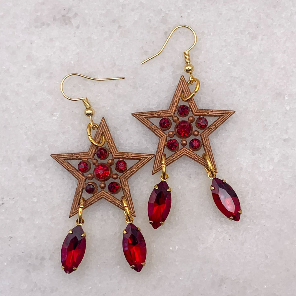 Red Star Earrings