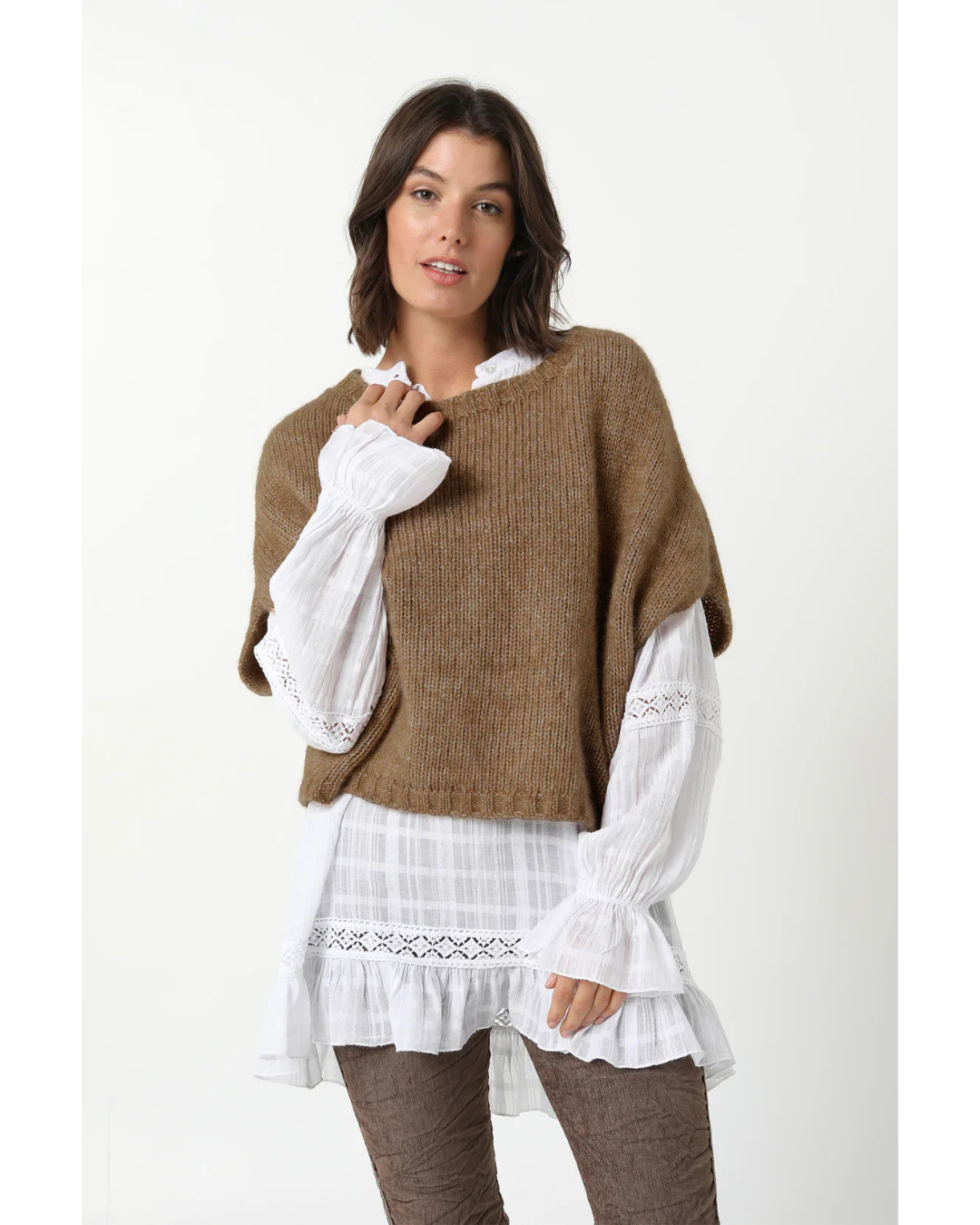 Celeste Alpaca Wool Blend Vest (Coffee)