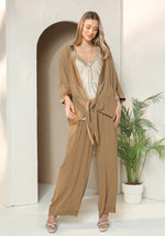 ES - Viscose Pants With Satin Trim and Woven Waistband (Sand)