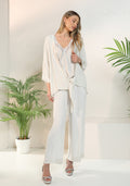 Satin Trim Kimono (Stone)