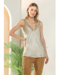 Satin Camisole With Lace detail (Sand)