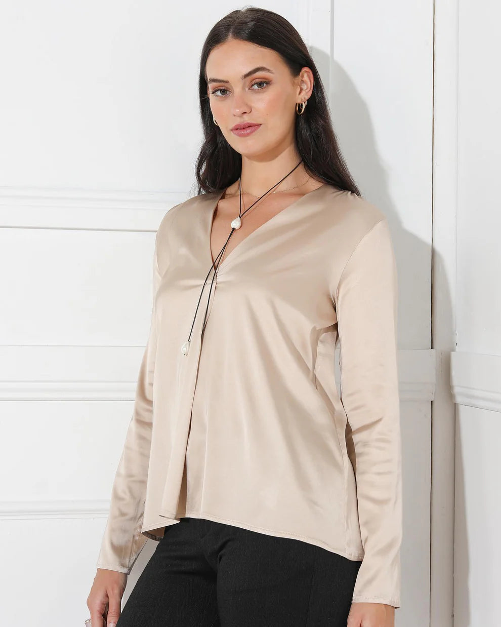 Celine Satin Top (Nude)