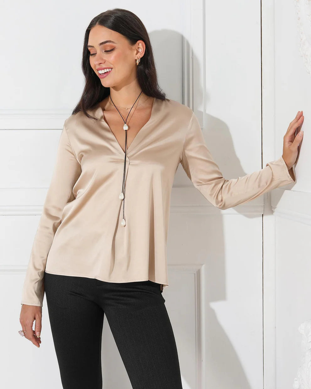 Celine Satin Top (Nude)