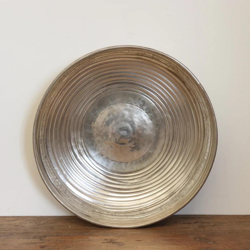 Chelsea Brass Ornate Ridged Bowl In Silver