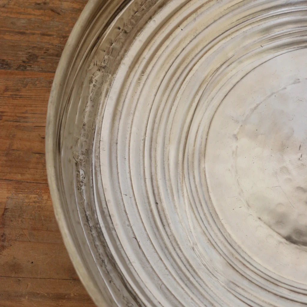 Chelsea Brass Ornate Ridged Bowl In Silver