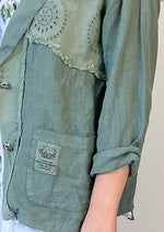LILLIANO - Italian Cotton Denim Englise Detail Button Jacket