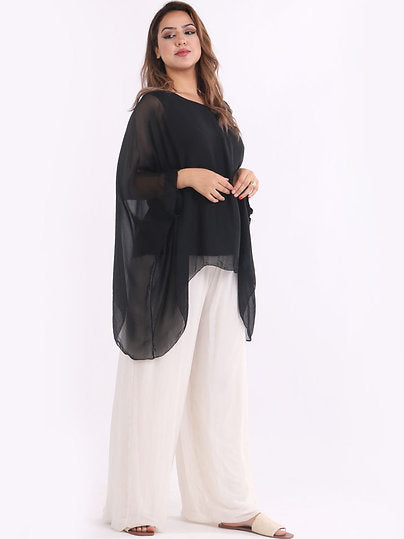 Italian Plain Batwing Silk Tunic Top