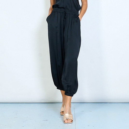 Italian Silk/Viscose Relaxed trousers (Black)