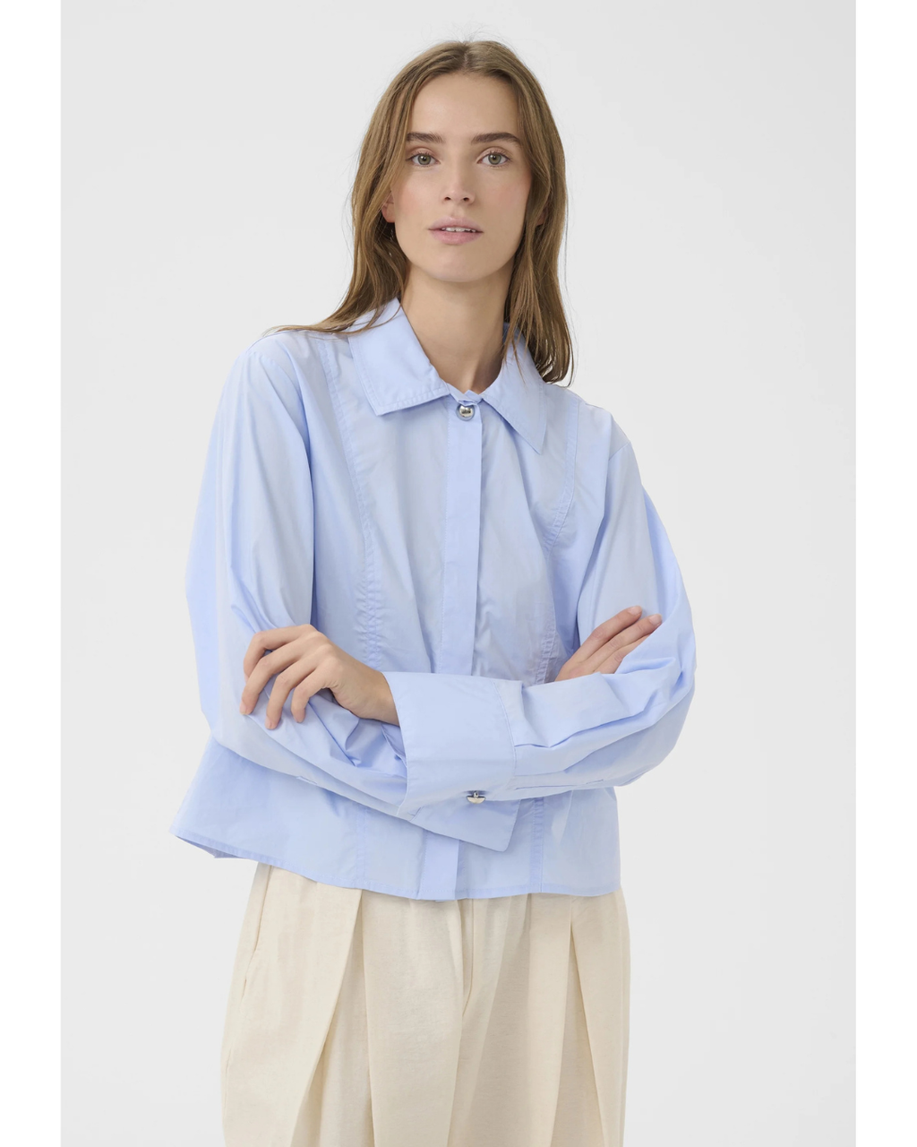 Button-down Blouse (Chambray Blue)