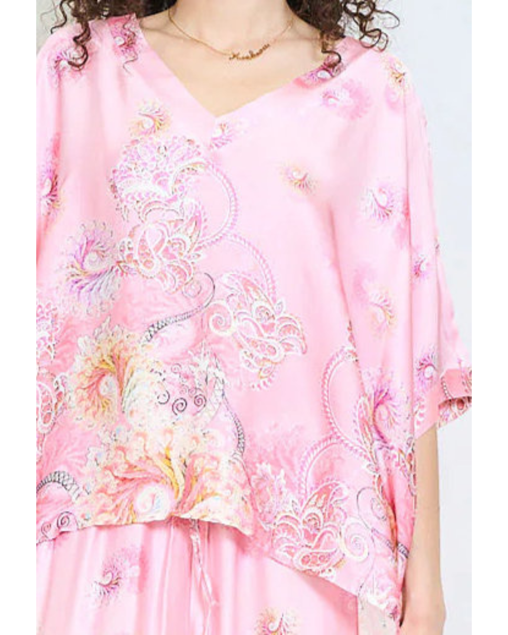Italian Paisley Print Silk/ViscoseTop (Pink)