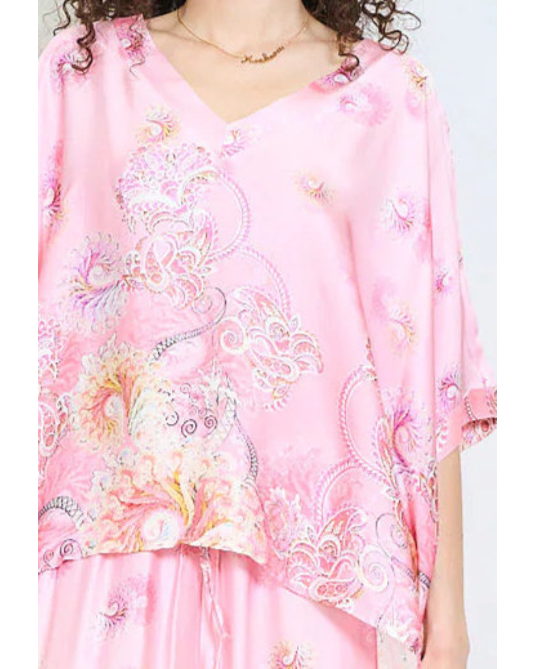 Italian Paisley Print Silk/ViscoseTop (Pink)