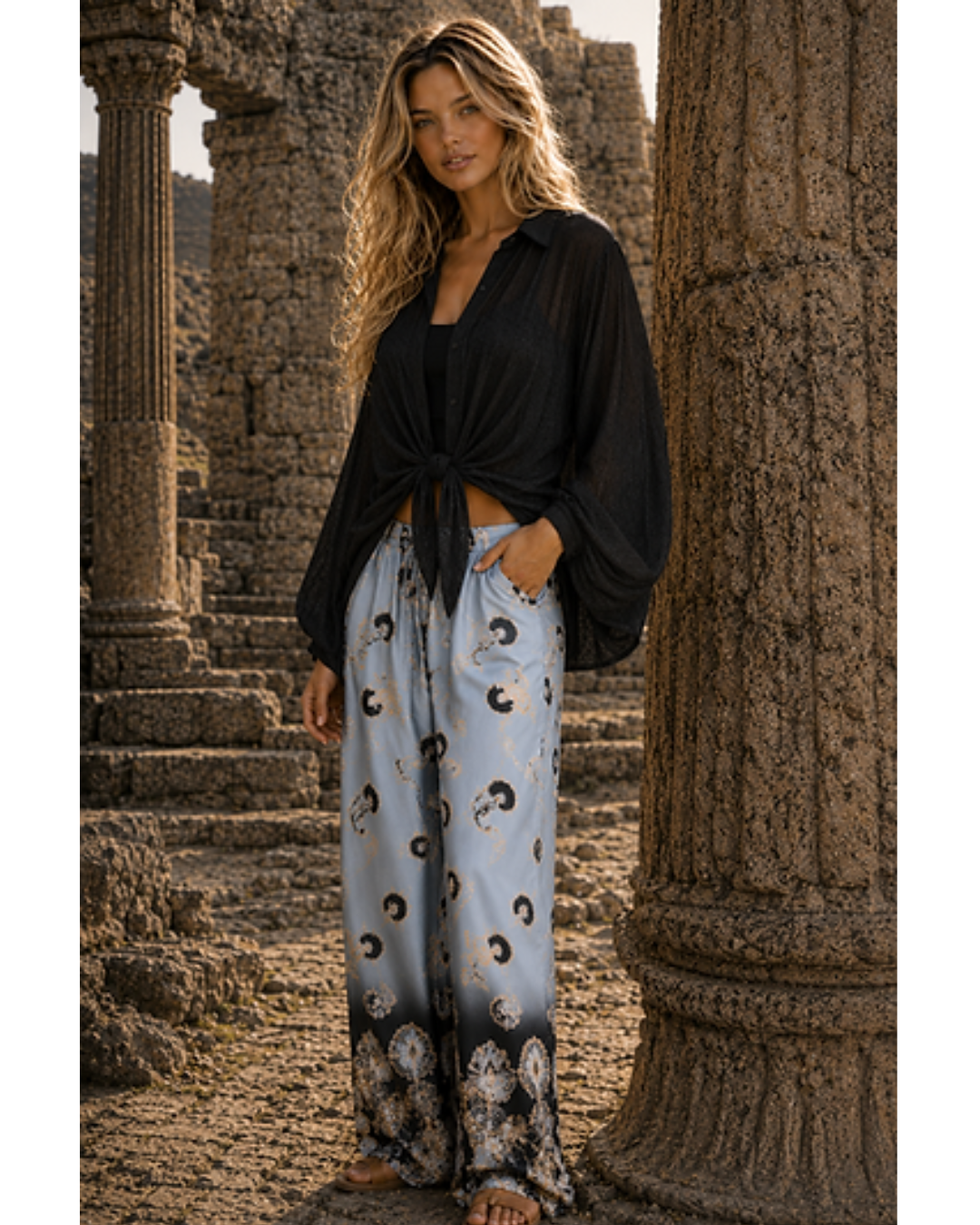 Italian Paisley Print  Silk/Viscose Pants (Light)