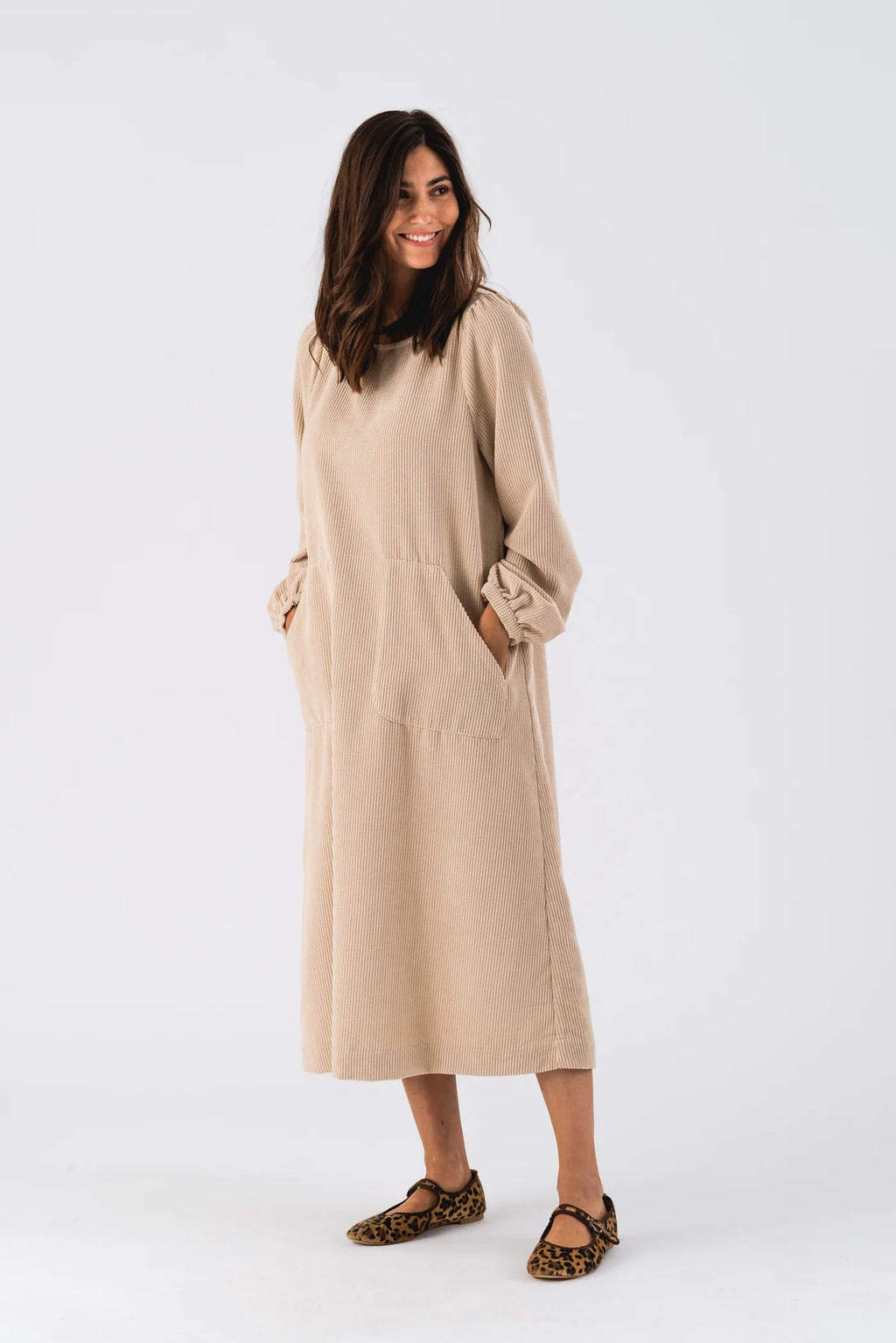 Lucas Midi Dress LS (Sand)