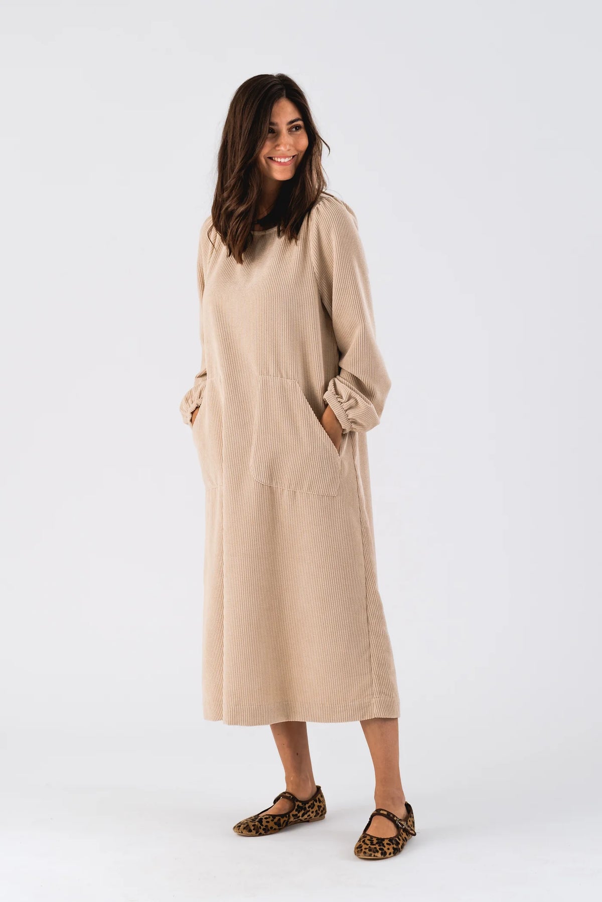 Lucas Midi Dress LS (Sand)