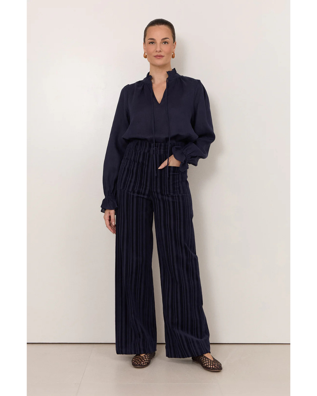 Lucy Corduroy Stripe Pant (Navy)