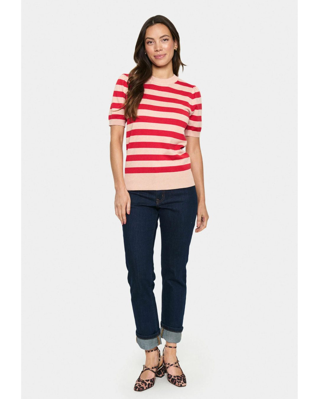 Mila Block Stripe Pullover (Pink Poinciana Block Stripe)